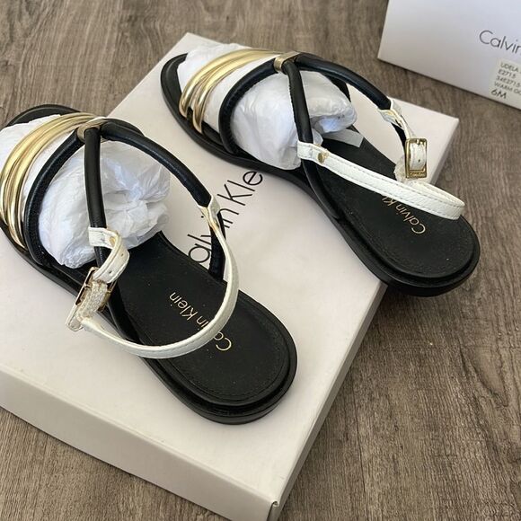 Calvin Klein Udela Napa Warm Gold Sandals - Picture 2 of 4